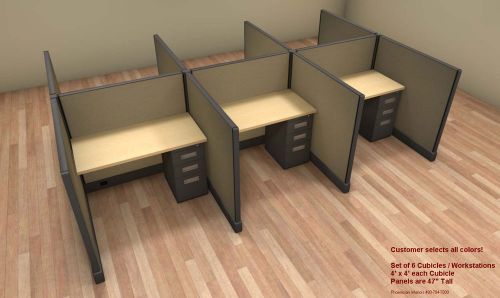Set of 6 office cubicles systems workstations for telemarketing 4 feet x 4 feet for sale