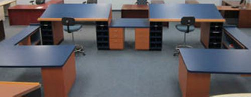 Drafting Table W/ Laminate Top Oak Frame,  8 Drawer Storage and 4 Drawer Filing
