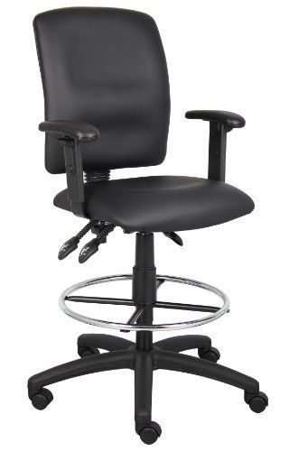 Office multi-function leatherplus drafting stool with adjustable arms home space for sale