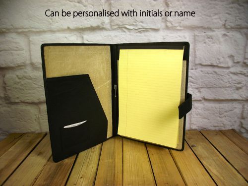 Black Leather A4 folder Organiser portfolio with option to Personalise IT124