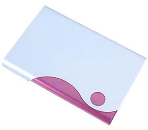 Business Stainless Metal Business Name Credit Card Case Holder Pink B03P
