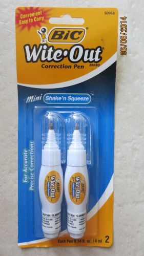 Bic Wite Out mini Shake&#039;n Squeeze Correction Pen ( 2 Pens , 0.14 fl. oz ea. )NEW