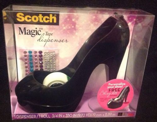 New Scotch Stiletto Magic Tape Dispenser Black Stilleto High Heel Shoe