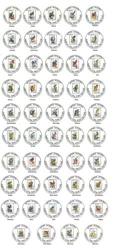 30 square stickers seals favor tags state birds flowers buy 3 get 1 free (sr1) for sale