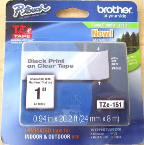 Brother TZe-151 Black On Clear 1 inch P-touch Tape Cartridge 2 Packs
