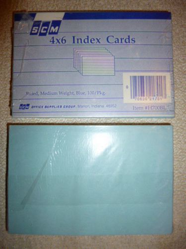 1 Pack of 100 ct. RULED MEDIUM WEIGHT SKY PASTEL BLUE INDEX CARDS 4&#034; X 6&#039;&#039;