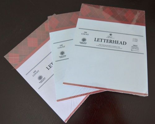 300 Sheets Christmas Holiday Plaid Computer Letterhead Stationery Paper NEW