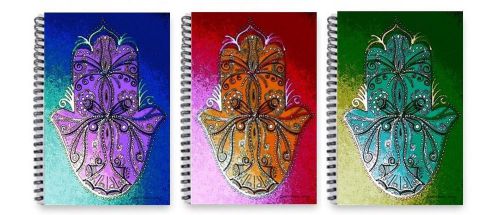 Notebook, Hamsa Art, Fatima Hand, Oriental Style Cover, by Artist, 3-SET, LOT