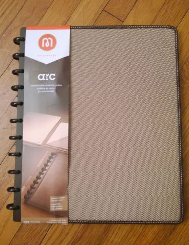 Arc brown leather and tan cloth customizable notebook by staples for sale