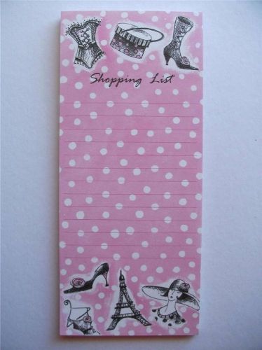 Magnetic shopping list note pad paper to do list eiffel tower vintage paris 50 for sale