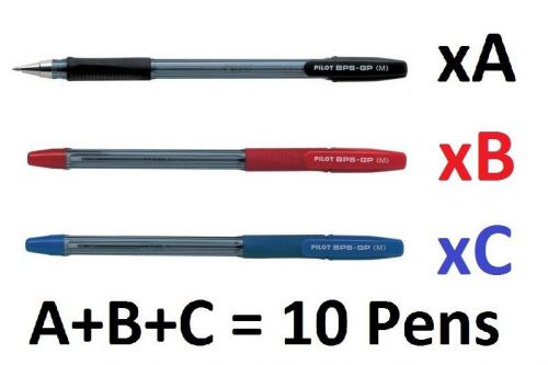 10X Pilot BPS-GP CHOOSE YOUR MIX Ball Point Pen BLUE BLACK RED XF Fine Medium XB