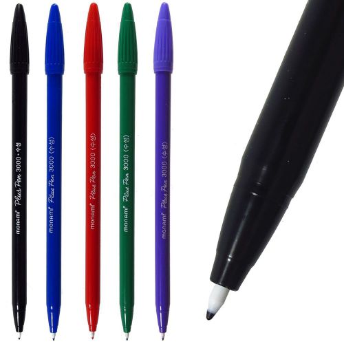 12 MonAmi Plus Pen 3000 Fine Sign Pen Mix Color ( Black,Blue,Red,Green,Violet )
