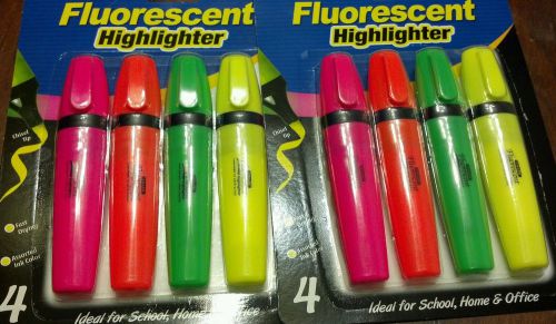 Highlighters fluorescent assorted colors 8 pack  (2x4)