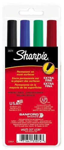 Sharpie Extra Fine Permanent Markers, 4 Colored Markers SAN35074
