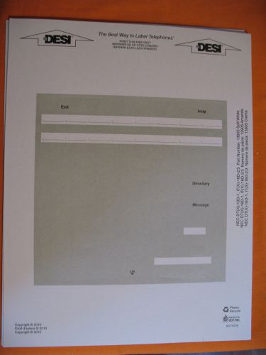 NEC DT(X)-16D-1 IT(X)-16D-2/3 Soft White Paper Desi Label,  *NEW*