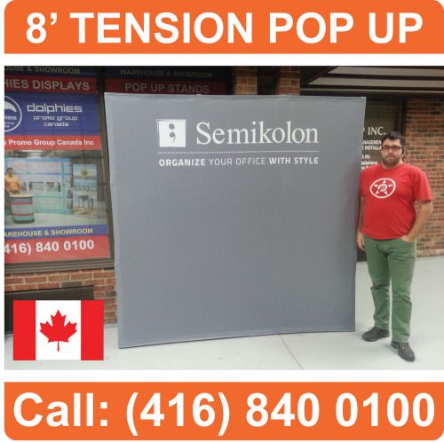 8&#039; wide pro tension pop-up trade show booth display banner stand + free graphics for sale