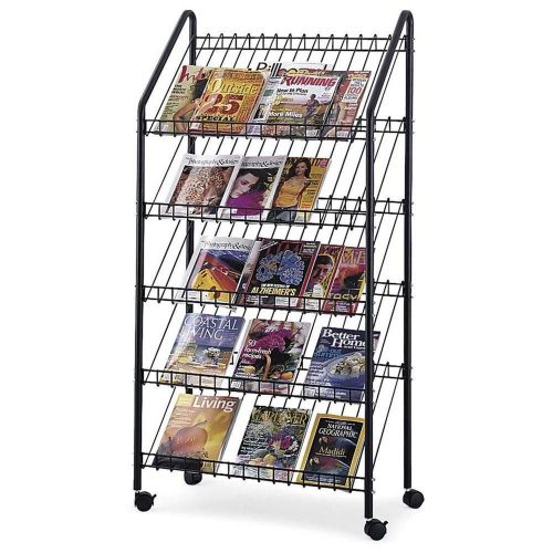 Safco - 4129ch mobile literature rack library furniture, charcoal for sale