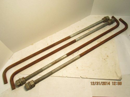 Lot of 4 - anchor bolts 31&#034; x 4&#034; x 3/4&#034; for parking lot light pole base w/ nuts for sale
