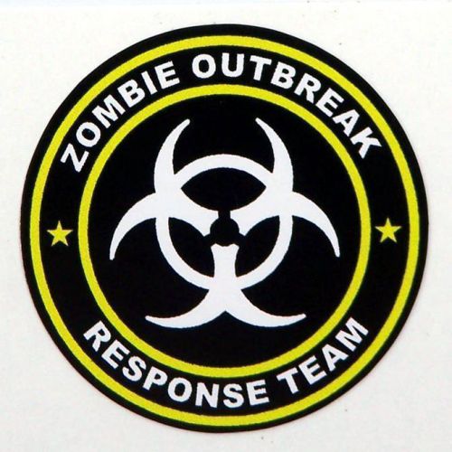3 - Zombie Outbreak Response Team Tool Box Hard Hat Helmet Sticker Yellow  H123