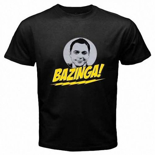 BAZINGA The Bing Bang Theory Sheldon Cooper Mens Black T-Shirt Size S, M - 3XL