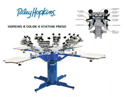 Riley Hopkins 8 color 4 station silkscreen press