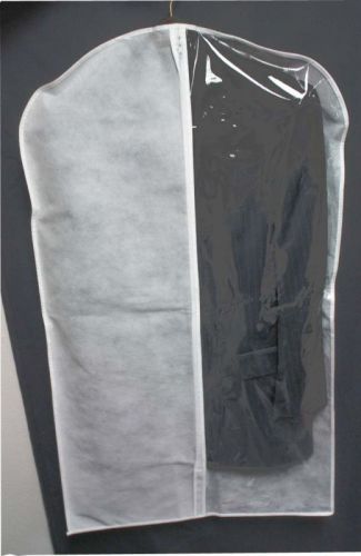 50 Pieces 24X72&#034; Non Woven Zipper Garment Bag White Two Tone Clear Cover Cloth