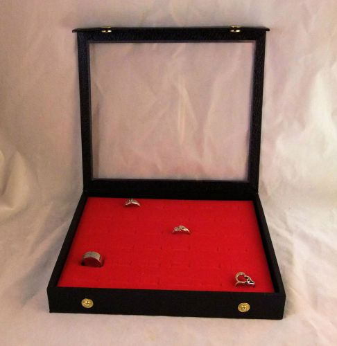 36 RING ATTACHED TOP RING DISPLAY CASE WITH RED VELVET PAD