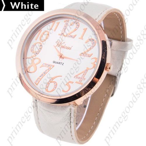 PU Leather Strap Quartz Wrist Wristwatch Free Shipping Women&#039;s White