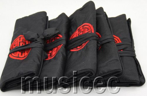 Brand-New 5PCS black Chinese Silk Zipper bags pouches roll T393A10