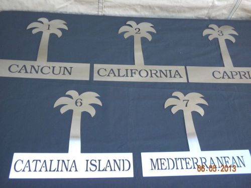 Door room marker 4 tan hair salon beach huts motel hotel 9 stainless palm tree for sale