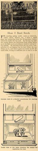 1912 Ad Home-Made Contrivances Window Greenhouse Seeds - ORIGINAL GM1