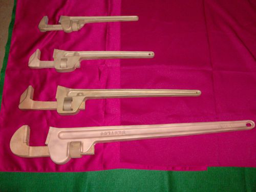 AMPCO &amp; Berylco,  Non-Magnetic Adjustable, Non-Sparking, Pipe Wrenches, Set of 5