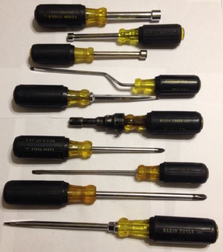 Klein Tools screwdrivers, Nut drivers, Conduit Fitter &amp; Reamer 10 Pc Lot