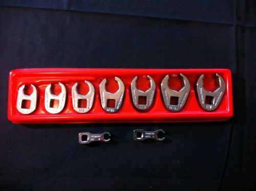 Snap-on, flare nut, crowfoot, 9 piece wrench set. 1/4 - 3/4