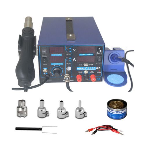 3 in1 yihua 853d 2a led 5v usb digital soldering rework station iron hot air gun for sale