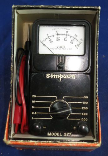 Simpson DC Voltmeter Model 377, 0-1000V, Excellent Condition in Original Box