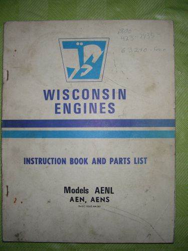Wisconsin engines instruction manual &amp; parts list for models aenl, aen &amp; aens for sale