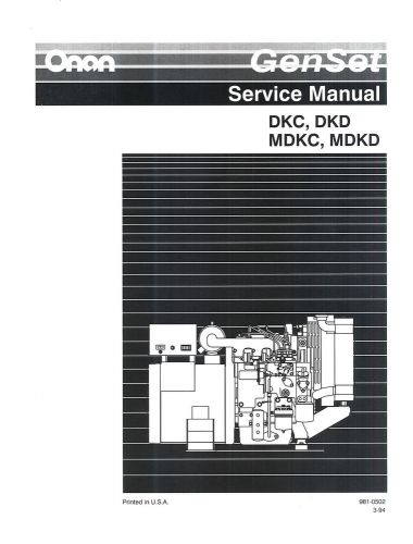 ONAN GenSet DKC DKD MDKC MDKD Generator Service Manual