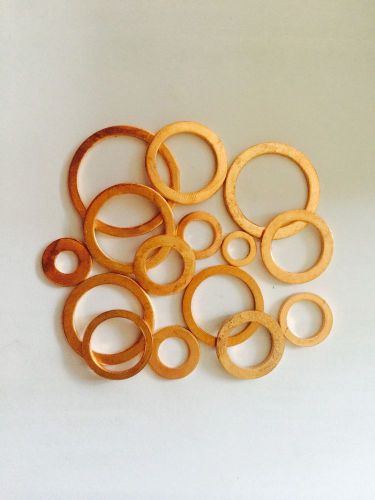 COPPER WASHERS SOLD IN QUANTITIES OF 5 CHOOSE ID,OD,AND THICKNESS IN mm