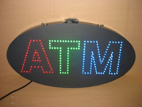Oval 3 Color LED ATM Sign 27&#034; x 15&#034; Animated Demo