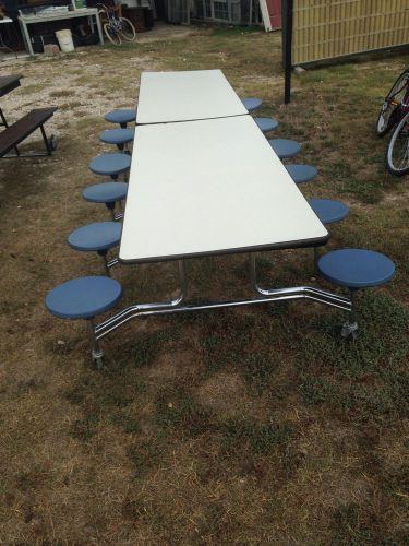 Sico TC-65 Mobile Cafeteria Table w 12 Fold Out Chairs 12&#039; X 30&#034; DALLAS, TX AREA