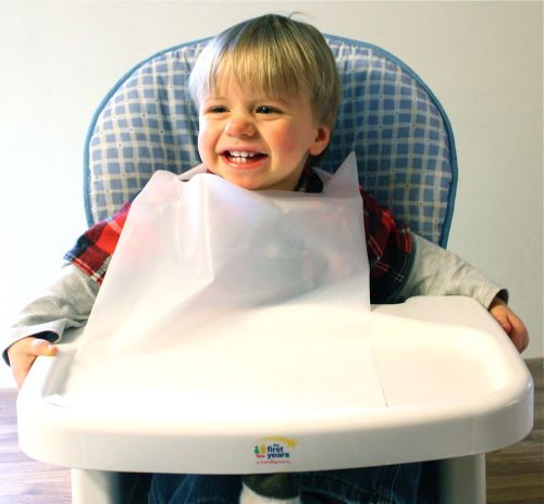 DISPOSABLE WHITE CHILDREN&#039;S BIBS CASE OF 500 PLASTIC FREE SHIPPING