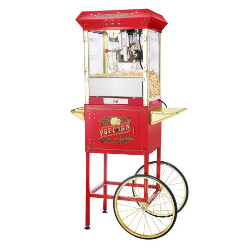 Great northern red antique style 8oz popcorn popper machine with cart, 8 ounce for sale