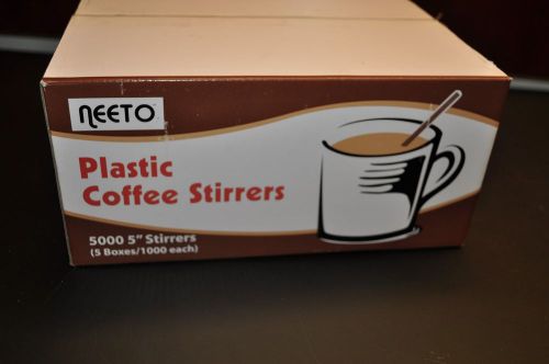Neeto 5&#034; Plastic Coffee Stirrers 5000 (2 boxes/1000 each)