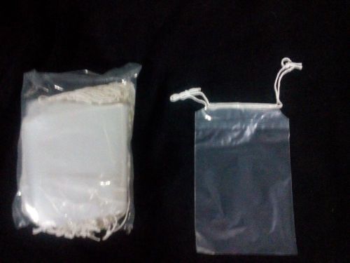 100 Drawstring Clear Plastic Bags 4x6 +1 1/2 brand new with pull tabs 2mil