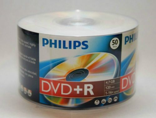 50-pk Philips branded 16X DVD+R Blank Recordable 4.7GB DVD Media Disk Free Ship