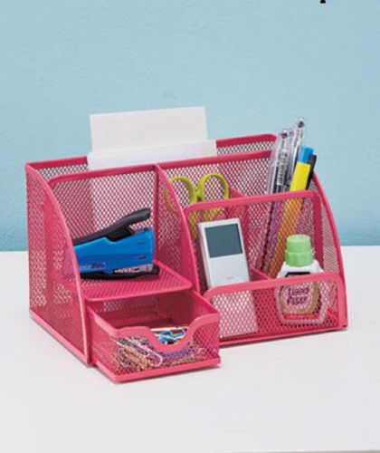 Bright mesh office supply organizers pink for sale