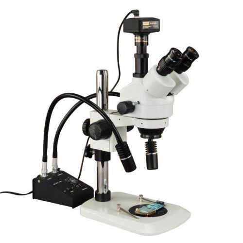 3.5x-90x narrow stand zoom stereo microscope+led gooseneck light+14mp usb camera for sale