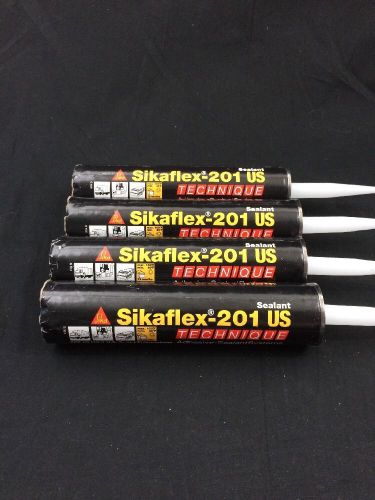 Lot Of 4 Sikaflex-201 Poly Adhesive-Sealant, Alum Gray,10.1 oz, Exp 3/22/15