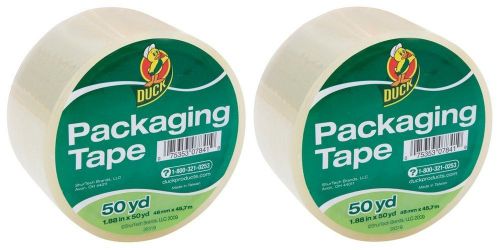 2 ROLLS CLEAR Duck Duct Packaging Packing Shipping Tape 1.88&#034; x 50 yards 200 yds